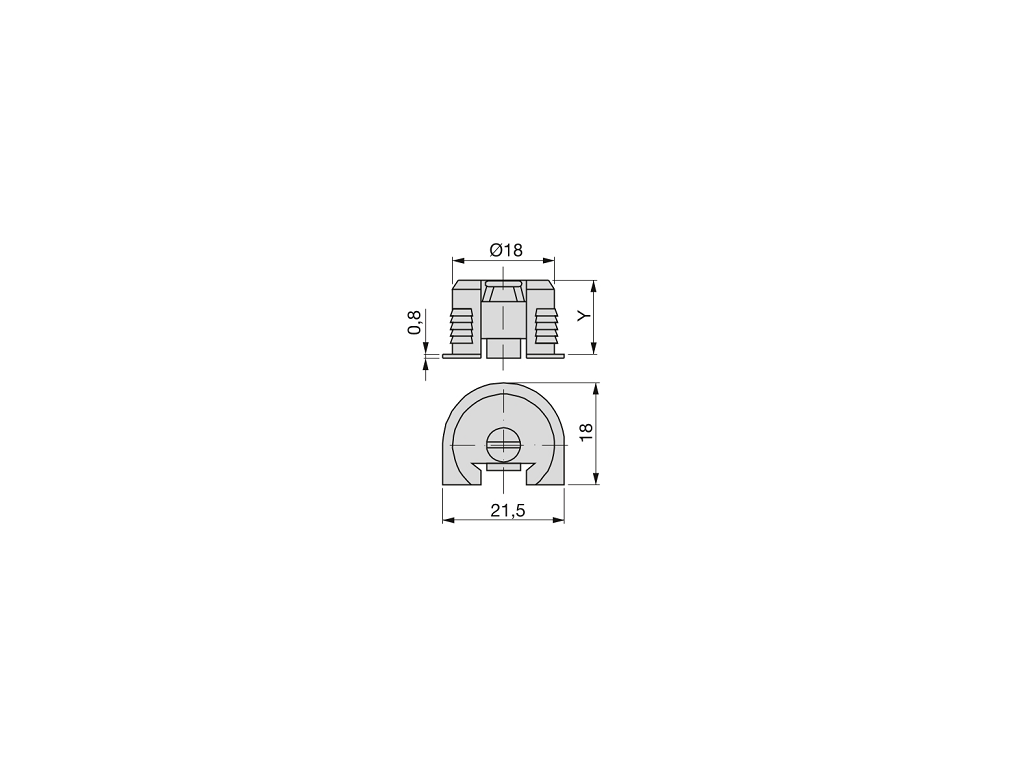 Reggipiano Interparete Ø18 mm per Montaggio Uniblock 16-19 mm Tecnoplastica Grigia e Zama | Emuca - immagine 2